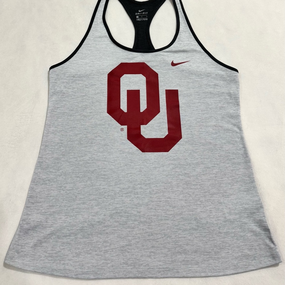 Nike Dri-Fit Women's OU Collegiate Gray Tank Top with Red Logo Size Large
